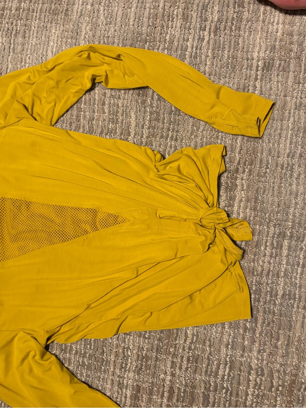 Mustard Yellow Long Sleeve Knot-Front Top